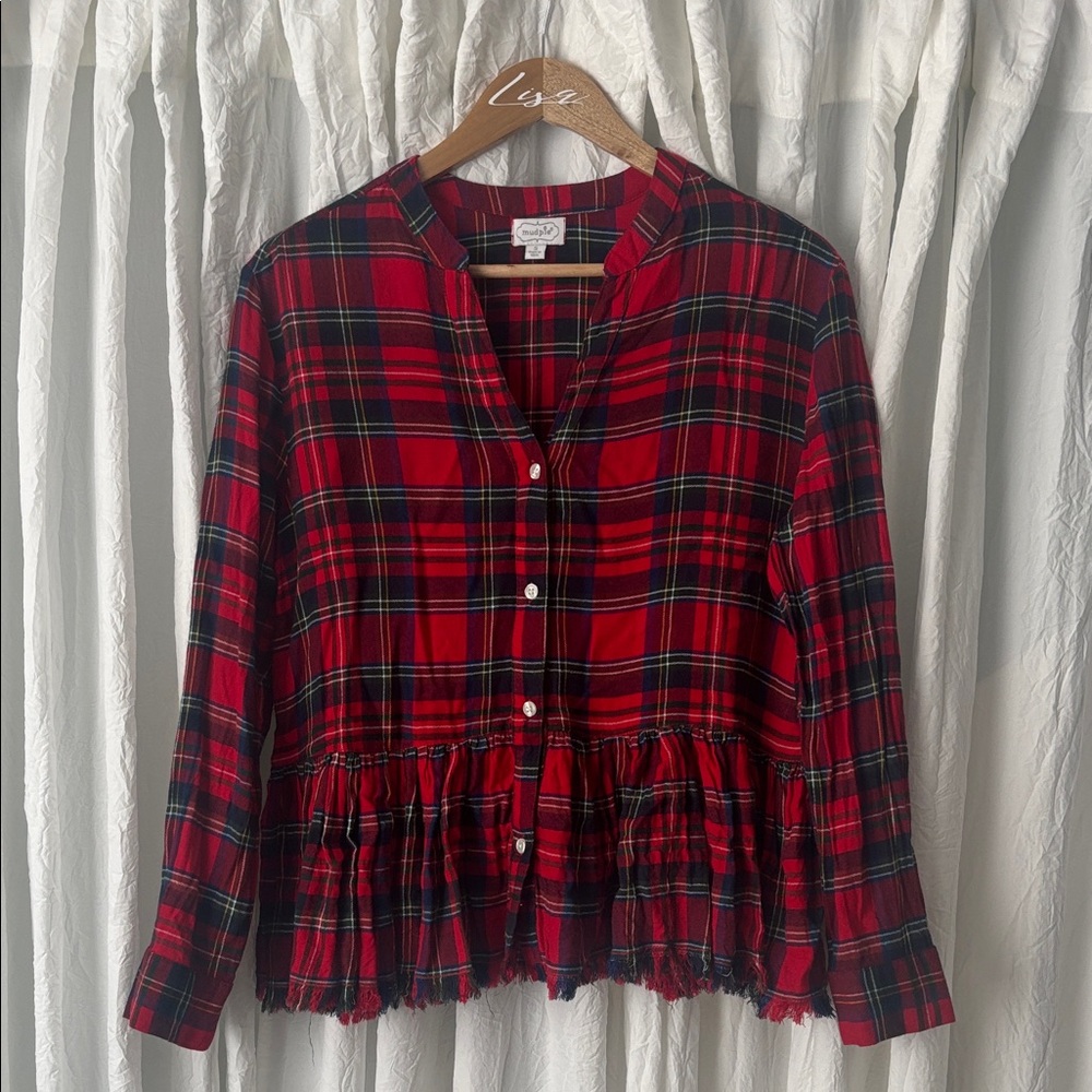 Mud Pie Red and Black Plaid Shirt